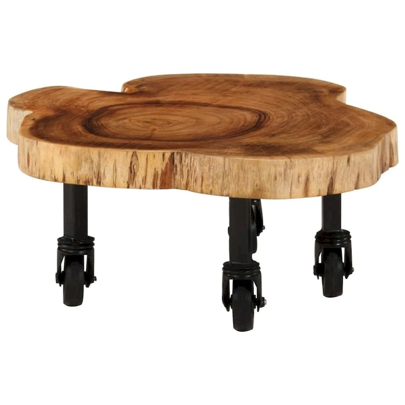 Solid Wood Acacia Coffee Table, 23.6 x 21.7 x 9.8 Inches