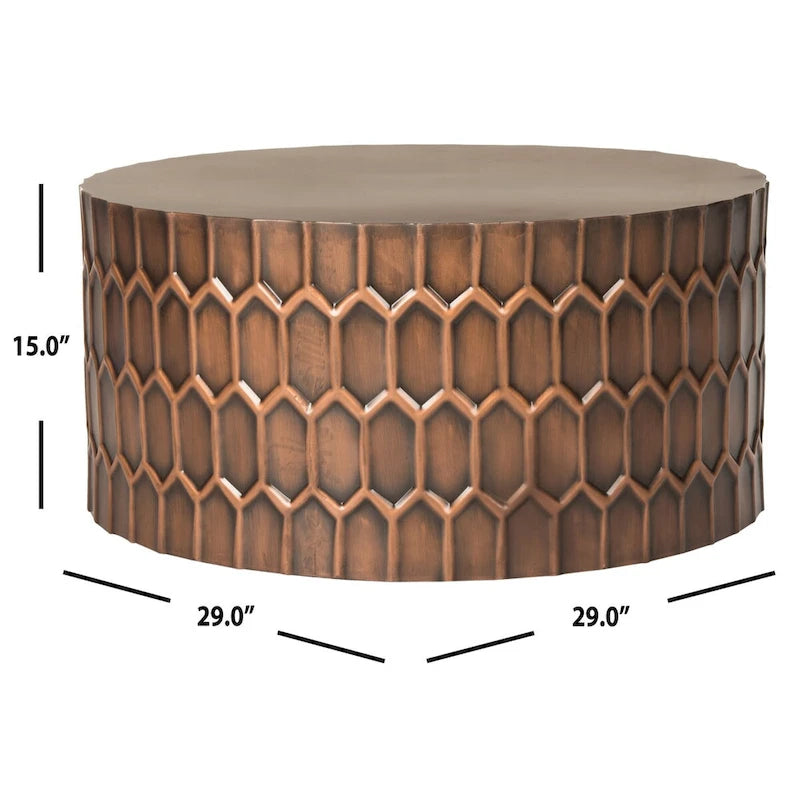 Antique Copper Coffee Table - 29 x 29 x 15