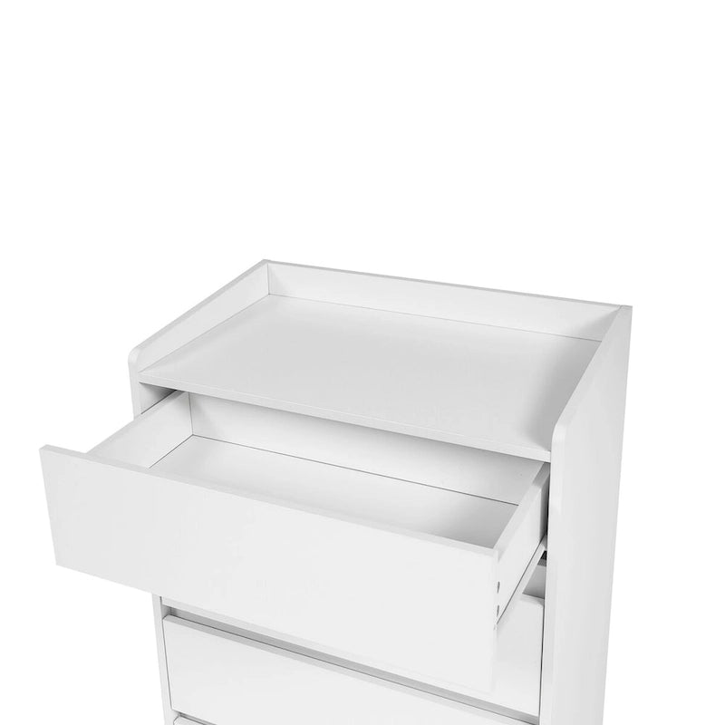 4 Drawer Dresser, Chest of Drawers Without Handle, White Dresser for Bedroom