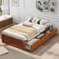 Oak Eco-Friendly Solid Pine Wood Twin Size Platform Storage Bed with 3 Drawers