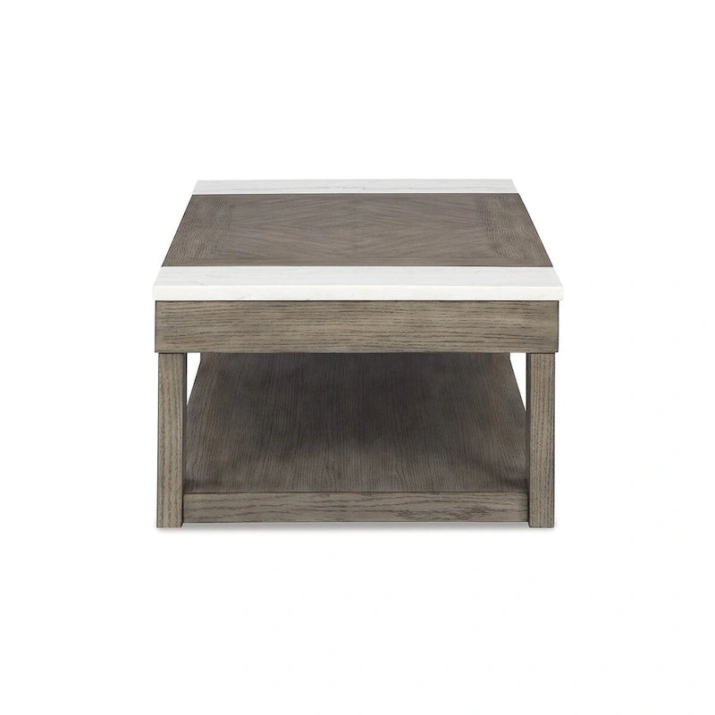 Grayish Brown and White Lift-Top Coffee Table - 56.13 W x 28.25 D x 18.13 H