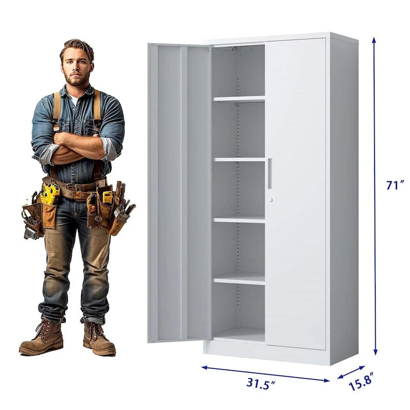 Metal Garage Storage Cabinet with Doors and 4 Shelves