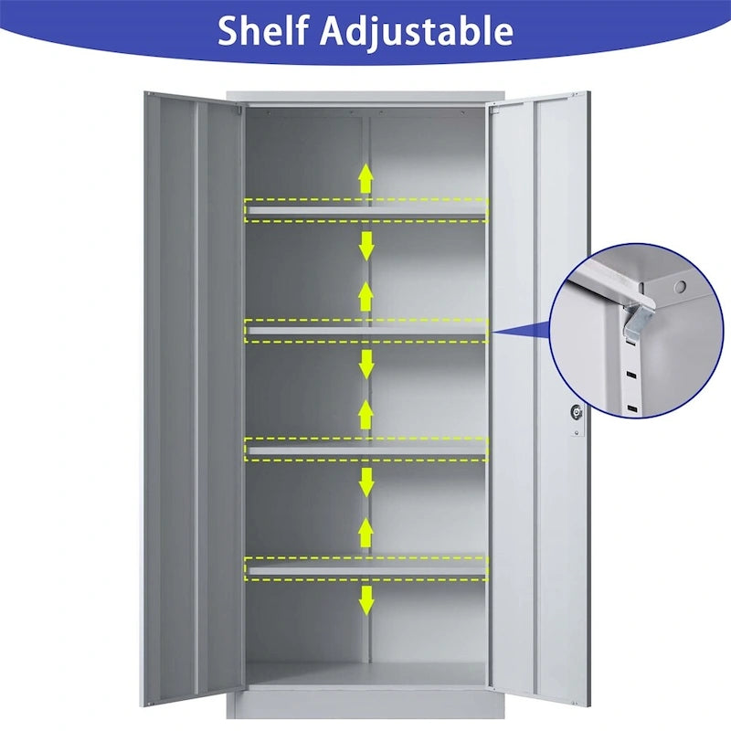 Metal Garage Storage Cabinet with Doors and 4 Shelves