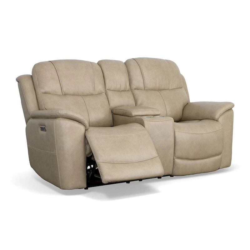 Leather Power Reclining Zero Gravity Loveseat with Console, Power Headrests and Lumbar