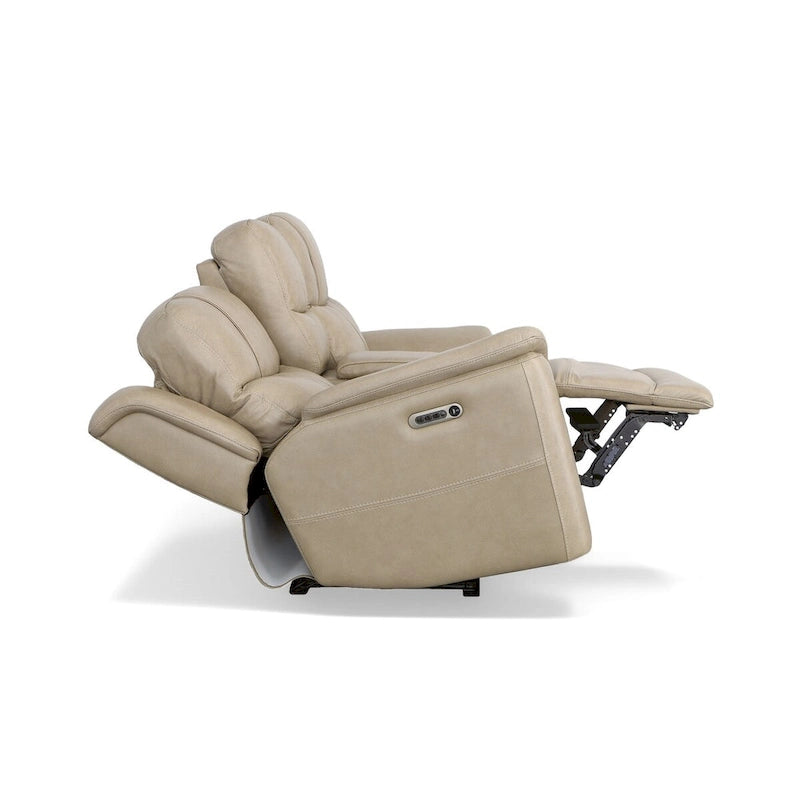 Leather Power Reclining Zero Gravity Loveseat with Console, Power Headrests and Lumbar