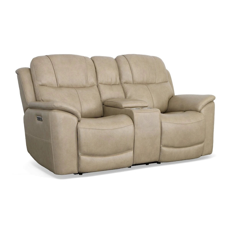 Leather Power Reclining Zero Gravity Loveseat with Console, Power Headrests and Lumbar