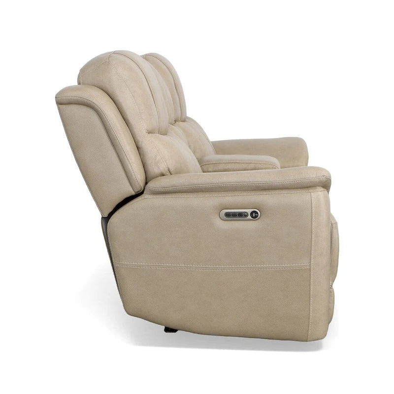 Leather Power Reclining Zero Gravity Loveseat with Console, Power Headrests and Lumbar