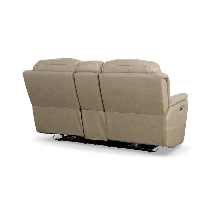 Leather Power Reclining Zero Gravity Loveseat with Console, Power Headrests and Lumbar