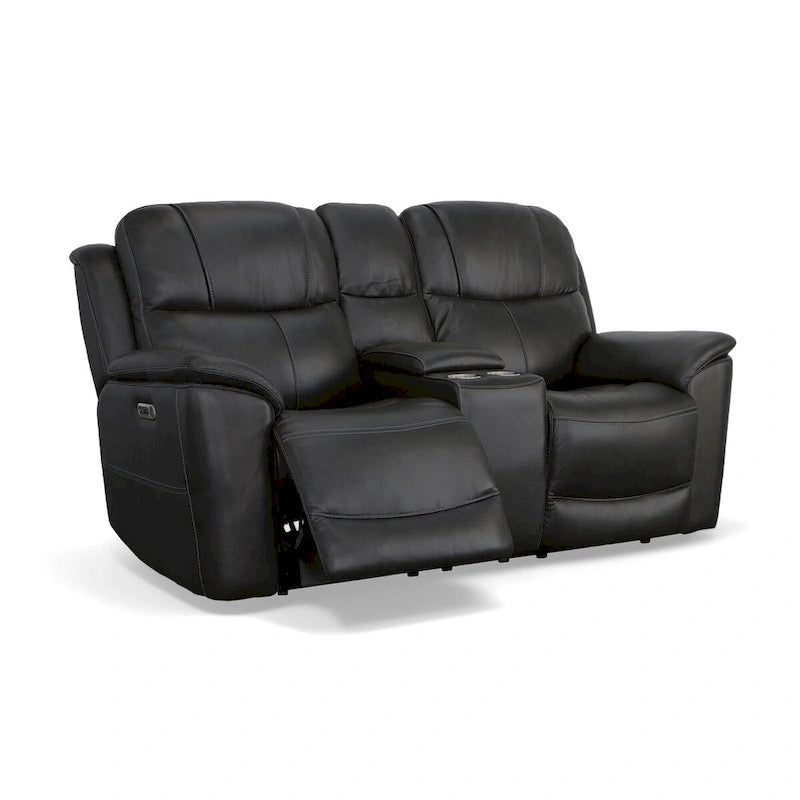 Leather Power Reclining Zero Gravity Loveseat with Console, Power Headrests and Lumbar