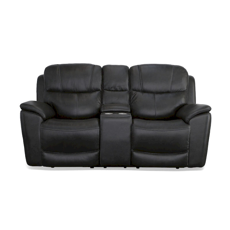 Leather Power Reclining Zero Gravity Loveseat with Console, Power Headrests and Lumbar
