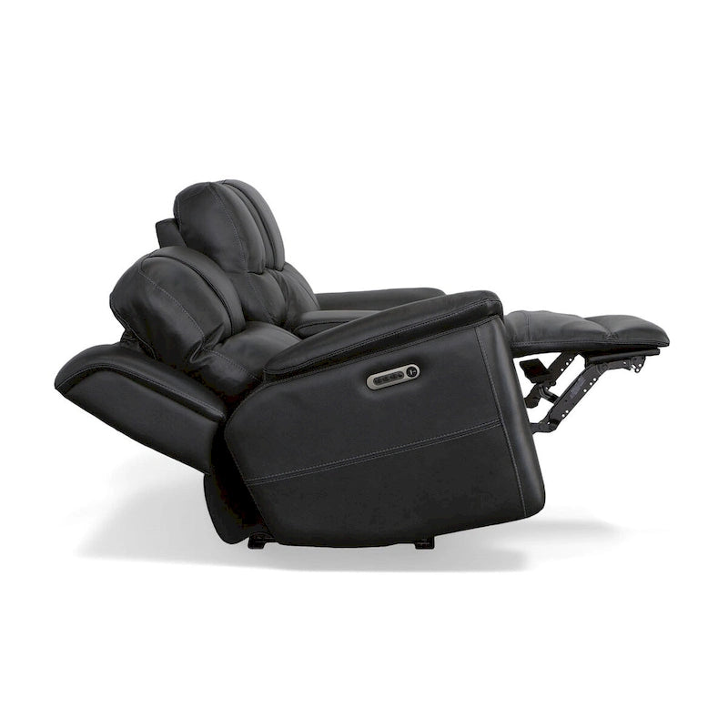 Leather Power Reclining Zero Gravity Loveseat with Console, Power Headrests and Lumbar
