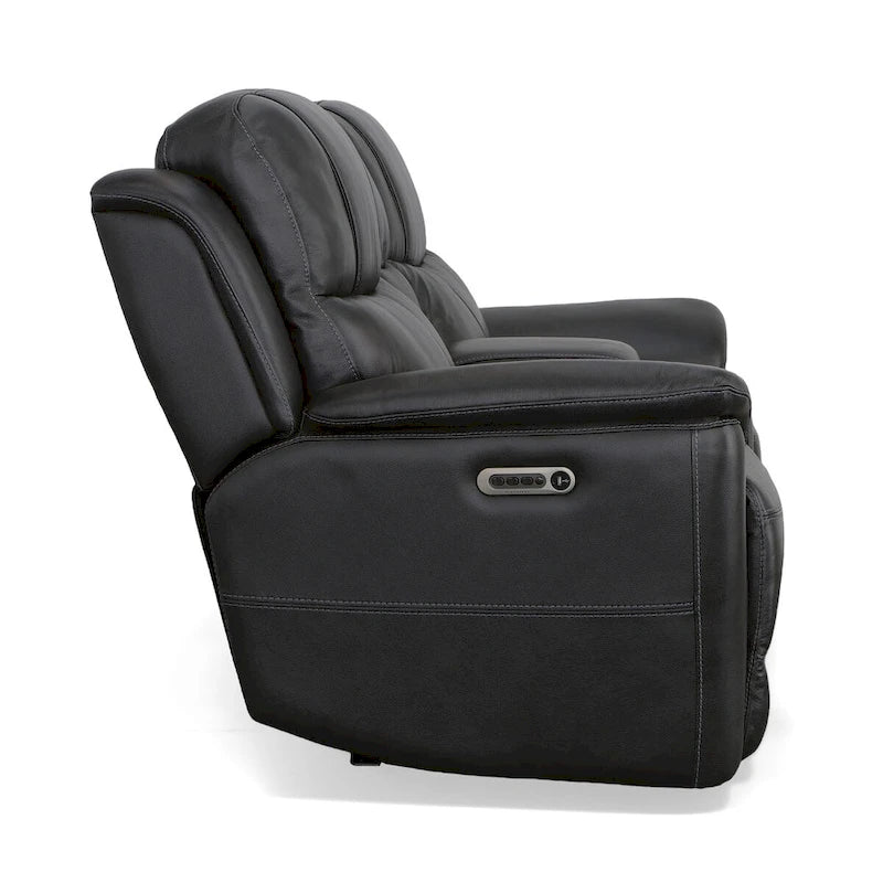 Leather Power Reclining Zero Gravity Loveseat with Console, Power Headrests and Lumbar