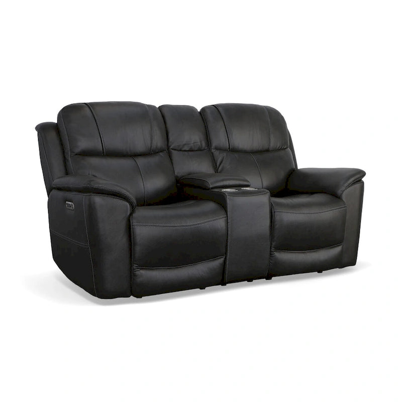 Leather Power Reclining Zero Gravity Loveseat with Console, Power Headrests and Lumbar