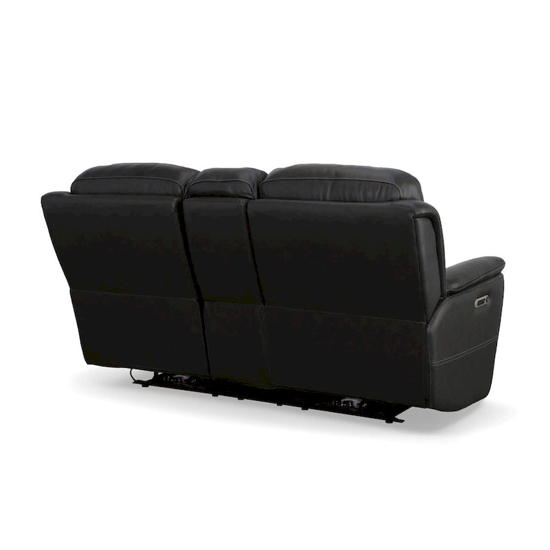 Leather Power Reclining Zero Gravity Loveseat with Console, Power Headrests and Lumbar
