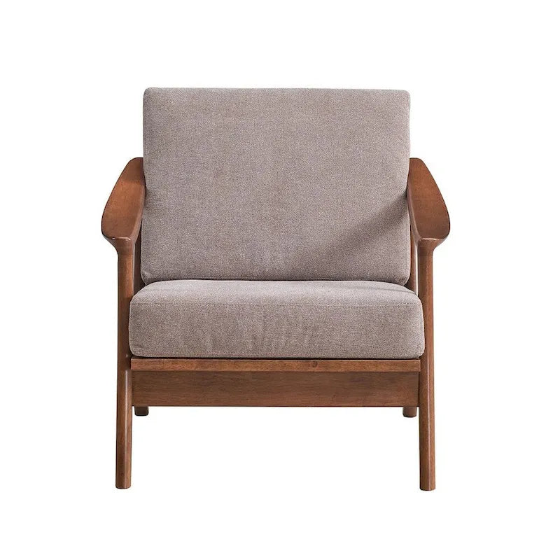 Wooden Accent Chair with Removable Cushion, Light Brown and Brown