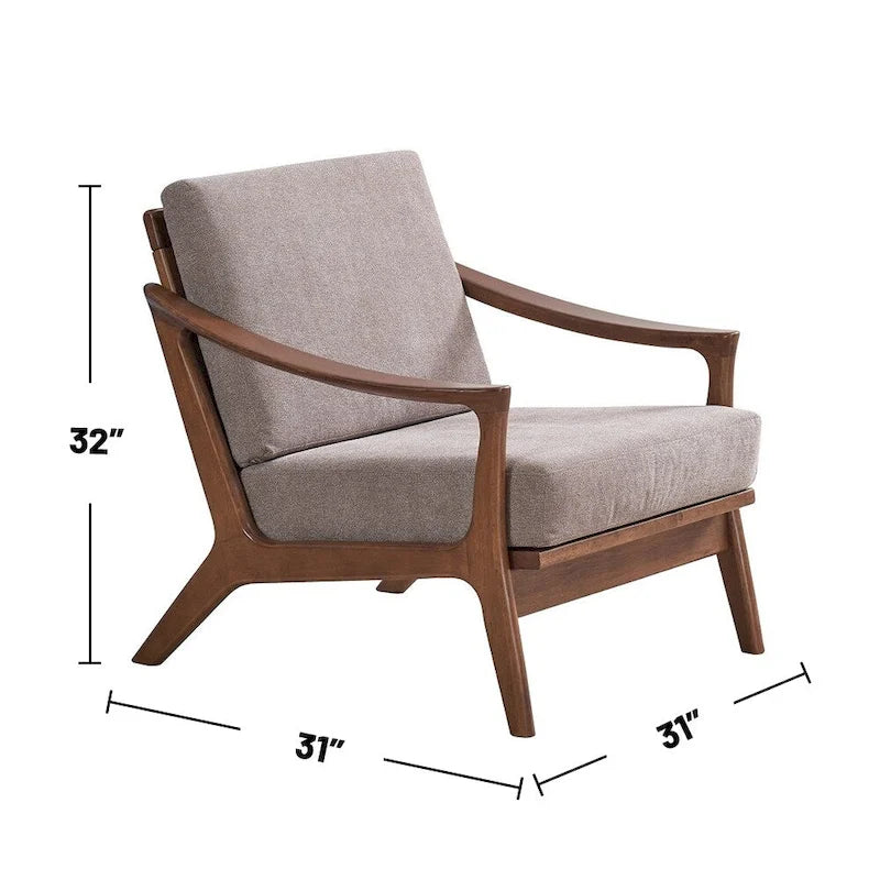 Wooden Accent Chair with Removable Cushion, Light Brown and Brown