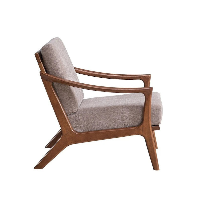 Wooden Accent Chair with Removable Cushion, Light Brown and Brown