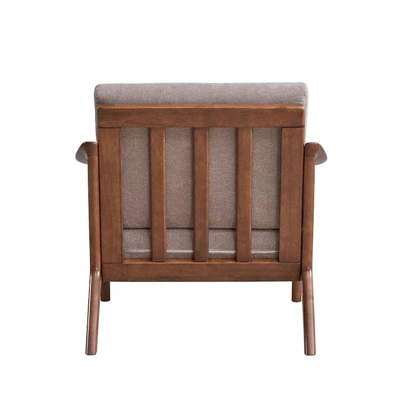Wooden Accent Chair with Removable Cushion, Light Brown and Brown