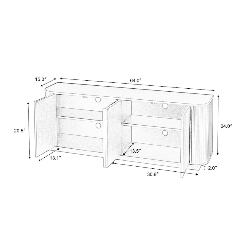 Sideboard Storage Cabinet TV Stand with Wave Pattern
