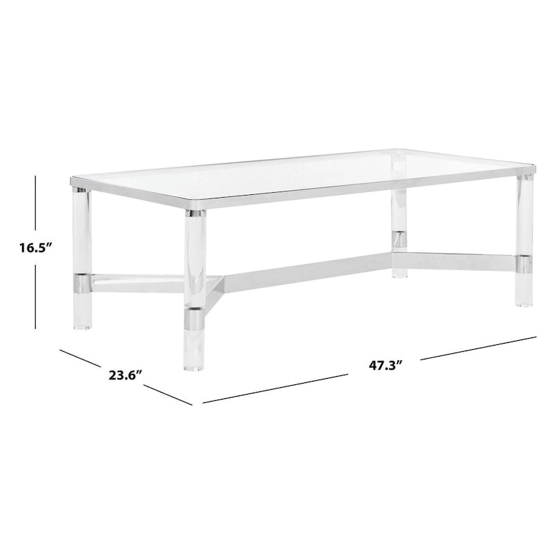 Acrylic Silver Coffee Table - 47W x 24D x 17H